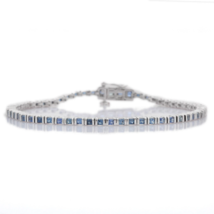 18K Gold Blue Sapphire Sleek Tennis Bracelet - £1,534.76 GBP