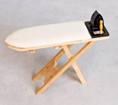 Dollhouse Miniature Wooden Ironing Board Iron 1:12 Scale NIP - £6.41 GBP