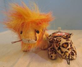 LOT OF 2 TY Beanie Babies Baby plush 3&quot; MCDONALDS-LEOPARD LION CAT - £7.75 GBP