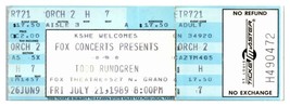 Todd Rundgren Concert Ticket Stub Juillet 21 1989 Saint Louis - £26.70 GBP