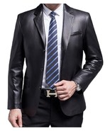 Leather Blazer Men&#39;s Coat Jacket Real Lambskin Soft Two Button Men Xl Bl... - $141.00+