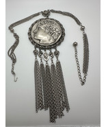Vintage Large Silver Goldette Medallion Laurel Statement Necklace 20” - $2,483.81 MXN