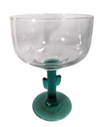 Libbey Cactus Shaped Margarita Wine Glass Drinkware Green Succulent Stem Gift - $25.86 CAD