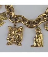 KIRKS FOLLY Cat Kittens Gold Tone Charm Bracelet - 1 Charm Missing 1 Stone  - £35.45 GBP