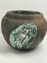 RAKU pottery 5 inches bowl vase unique signed Brenda London - £36.72 GBP