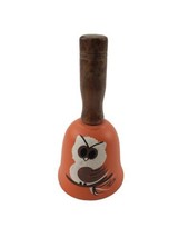 Vintage Southwest Hand Painted Owl Pottery Orange Bell Signed Tesa - $11.83