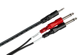 Hosa CMP-153 3.5 mm TRS to Dual 1/4&quot; TS Stereo Breakout Cable, 3 Feet, Laptop - £10.57 GBP