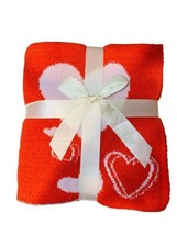 Brand New Valentines Day Blanket 60X80 Red With White Hearts With White Bow Gift - £40.19 GBP