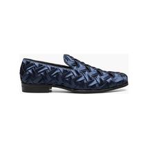 Stacy Adams Savoir Plain Toe Satin Slip On X-cross Texture Shoes Navy 25611-410 image 2