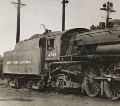 New York Central Railroad NYC #4746 4-6-2 Alco Locomotive Photo Elkhart IN 1947 - £11.00 GBP