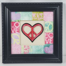 Vintage Hippie Style Peace Love Wall Art 13x13 Inch Framed - $30.86