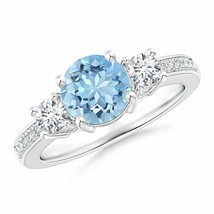 Authenticity Guarantee 
Angara Natural 7mm Aquamarine Ring in 14K White Gold ... - £1,950.24 GBP