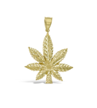 Authenticity Guarantee 
Marijuana Leaf Pendant 10k Yellow Gold Cannabis Weed ... - £402.41 GBP