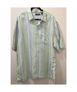 Cubavera Blue Tan Pastels Stripe Button-up Linen Blend Shirt Size XXL 2XL - £10.80 GBP