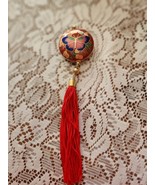Vtg Cloisonne Enamel Pendant  Double Sided Puffy Butterfly Charm &amp; Red T... - $21.60