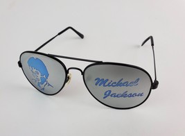 Vintage 1980&#39;s Michael Jackson Blue Photo &amp; Name Aviator Sunglasses Mirr... - £23.67 GBP