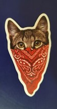 Gangster Cat Red Bandana Sticker - £2.76 GBP