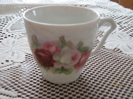 Demitasse Cup-Porcelain-Applied Roses-Luster Glaze-Germany - £6.29 GBP