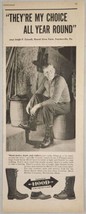 1947 Print Ad Hood Arctics, Boots &amp; Rubbers Farmer in Barn Watertown,MA - £13.63 GBP