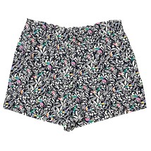 LOFT Size L Fluid Pull On Shorts Bird Floral Print Linen Blend High Rise Pockets - $12.19