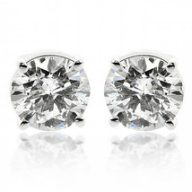 14k White Gold 2.45 Carat Round Brilliant Cut Diamond Stud Earrings - £5,380.47 GBP