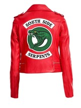 Women s riverdale southside serpents red pu leather jacket thumb200