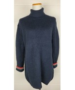 Womens Celine Blue Wool Mohair Turtleneck Oversize Tunic Sweater M? - £333.01 GBP