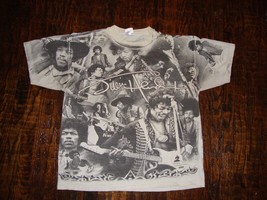 Vintage 1996 Jimi Hendrix All Over Print Band T-shirt Size XL Band Tee AOP - £155.80 GBP