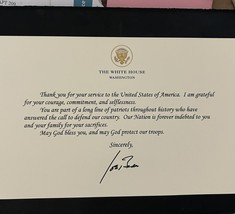 Biden White House Card Thank You Military Service Joe Signed Democrat Republican - £23.93 GBP
