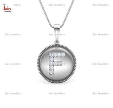 Solid 14 Kt White Gold Alphabet Letter F Initial Necklace Pendant Cubic Zirconia - £364.97 GBP