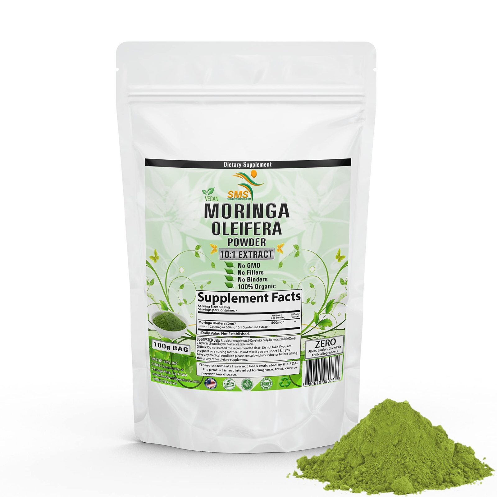 Moringa Powder Organic (Leaf Powder), 100g, Rich in Antioxidants and Imm... - $14.49