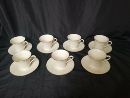 Lenox Special L26 Gold Rimmed ivory china footed Cups Saucers Set 7 made... - $138.60