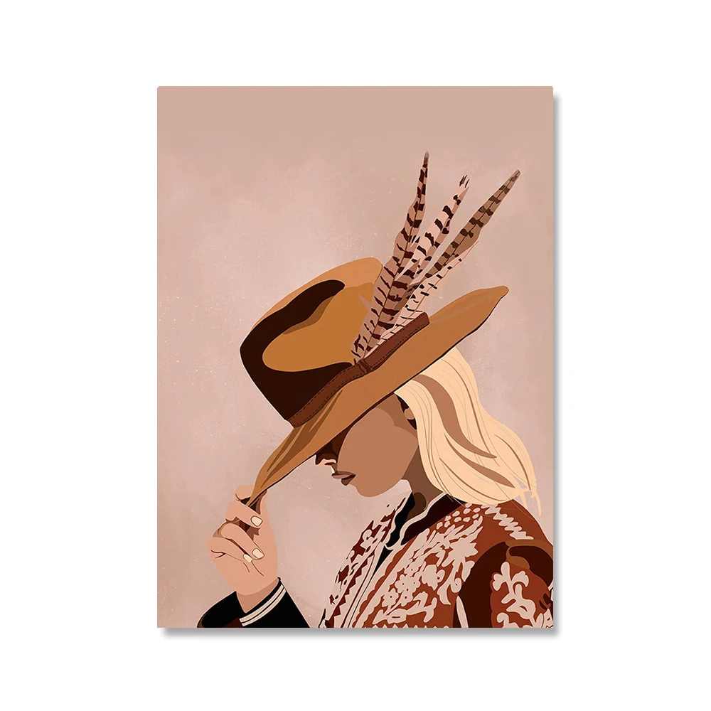 Western Boho Poster And Print  and boy Boots Canvas Painting girl Style Wall Art - £51.93 GBP