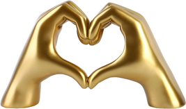 Gold Hand Gesture Marden Home Sculpture Items Love Finger Statues Wedding Accent - £39.20 GBP