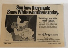 Snow White Tv Guide Vintage Print Ad Disney Channel Tpa13 - £4.70 GBP