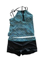 NWT South Point 2 Pc Tankini Swimsuit Set Top &amp; Boy Short Navy Floral Wo... - $22.99