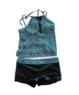 NWT South Point 2 Pc Tankini Swimsuit Set Top &amp; Boy Short Navy Floral Wo... - $436.80 MXN