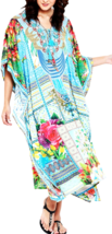 Tasseled Tie-front Multicolor Kaftan/Cover-Up Gypsie Blu One Size Fits All - £39.36 GBP