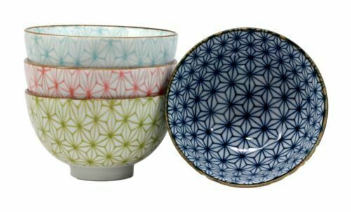 Matrix Polygon Colorful Japanese Bowls Food Safe 4.5"D Japan Made Bowl Set Of 4
