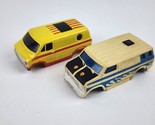 Vintage Pair Slot Car Van Bodies Yellow Dodge Ford Blue Flame  Keep On T... - $79.19
