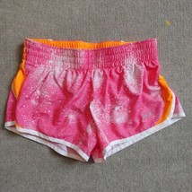 Nike Dri Fit Athletic Shorts Girls Size M Pink Orange Lined LOGO - £15.56 GBP