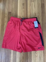NIKE Mens 2XL Contend Four-Way Stretch Red Black Swim Trunks Shorts NWT summer - £35.60 GBP