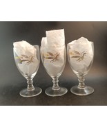 Set of 3 Libbey Gold Leaf Stemmed Water Glasses 8 oz - $9.00