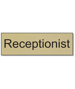 GOLD OR SILVER 2 X 10&quot; RECEPTIONIST ONLY NAME PLATE DOUBLE STICK or MAGN... - £14.88 GBP