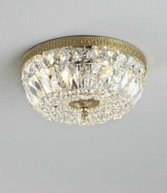 Hand Polished Crystal Prism Brass Ceiling Flush Mount Chandelier Horchow Regency - £236.57 GBP