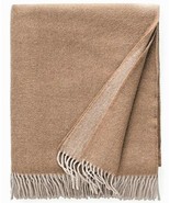 Sferra Tartini Merino Wool Fringed Throw Pebble Brown Soft Twill Weave 5... - £138.32 GBP