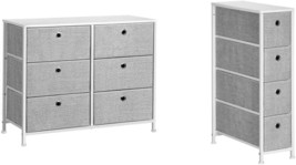 Songmics 3-Tier, Storage Dresser With 6 Easy Pull Fabric Drawers And, Light Gray - £138.60 GBP