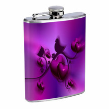 Purple Heart Bird Em1 Flask 8oz Stainless Steel Hip Drinking Whiskey - £11.90 GBP