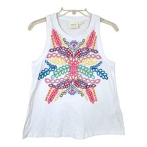 Anthropologie Maeve Women&#39;s White Floral Embroidered Tank Top Size X-Small - £23.42 GBP