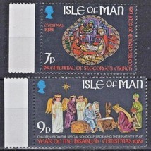 Isle of Man 205-206 MNH XMAS Stained Glass at St. George Nativity ZAYIX 041322SM - £1.20 GBP